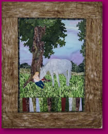 Just A Bite Fabric Art Horse with Girl