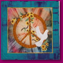 Peace Inspirational Quilted Piece Fabric Art Textile