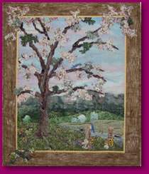 Pastoral Scene Quilted Fabric Art