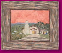 Quilted View of a Mary, Queen of the Universe Mission in Fabric Art